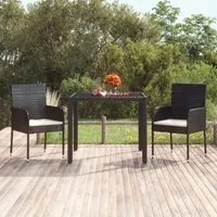 Sedie da Giardino con Cuscini 2 pz in Polyrattan Nere 319885