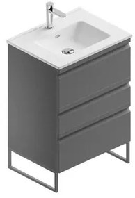 Mobile sottolavabo e lavabo Pull per vasca centrale grafite in mdf L 60 x H 56 x P 46 cm 3 cassetti