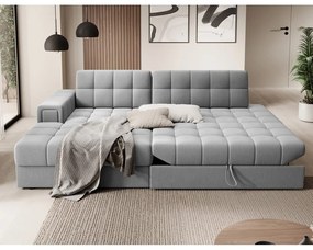 Divano angolare grigio allungabile (con penisola a sinistra/con chaise lounge) con rivestimento in velluto Blezalt – ELTAP