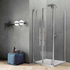 Box doccia con ingresso frontale battente Sword L 100 x H 200 cm, vetro 8 mm vetro senza finitura / trasparente profilo cromato