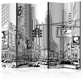Paravento Per le strade di New York II: architettura cittadina in stile fumetto
