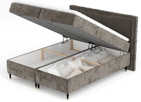 Letto boxspring grigio scuro con spazio contenitivo 160x200 cm Voyage - Maison de Rêve