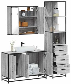 Set Mobili Da Bagno 3 Pz Grigio Sonoma İn Legno Multistrato /