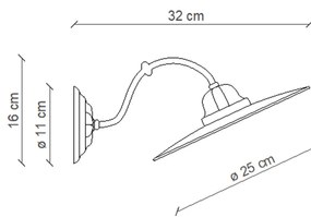 Applique Classica Potenza Ferro E Ceramica Nero E Decorata Lucida 1 Luce E27