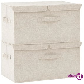 vidaXL Scatole Portaoggetti 2pz in Tessuto 50x30x25 cm Crema