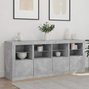 Credenza con luci led grigio cemento 163x37x67 cm