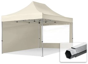 TOOLPORT 3x4,5m gazebo pieghevole PES con laterali (finestre panoramiche), PROFESSIONAL alluminio, crema - (600208)