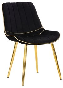 Set di Sedie Eleganti Paris Nere e Dorate - 2 Pezzi cm 51x59x79