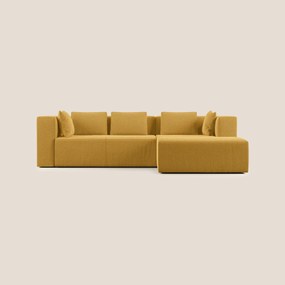 Nettuno divano angolare componibile in morbido tessuto bouclè T07 giallo sinistro