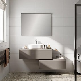 Mobile da bagno sospeso Step Rigato con top L 80.3 x H 30 x P 46 cm tortora taupe, 1 cassetto