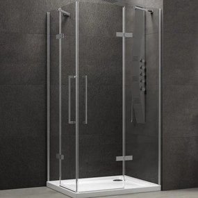 Cabina doccia 80x100 in acciaio spazzolato a porte battenti | KT1000AS - KAMALU