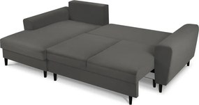 Divano angolare grigio scuro allungabile e con contenitore (con penisola a sinistra/con chaise lounge) con rivestimento in velluto a coste Kyoto – Cosmopolitan Design