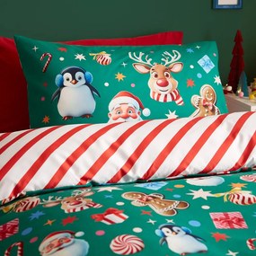 Set copripiumino e federa verde per letto matrimoniale 200x200 cm Christmas Icons – Catherine Lansfield