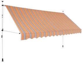 Tenda da Sole Retrattile Manuale 400 cm a Strisce Blu e Gialle