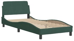 Letto con materasso verde scuro 90x190 cm in velluto