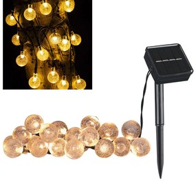 LED Solare catena decorativa BUBBLE GLASS 20xLED/8 funzioni 4,85 m 600 mAh IP44