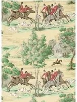 Jagdtapete Tally Ho von Sanderson - Evergreen/ Crimson