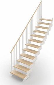 Scala a rampa dritta Gala IRIS, larghezza 60 cm, struttura in acciaio bianco, gradini in legno faggio, colore faggio