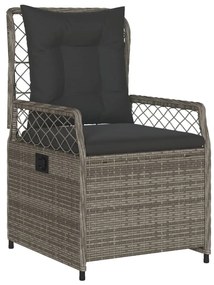 Set da pranzo da giardino 3 pz con cuscini in polyrattan grigio