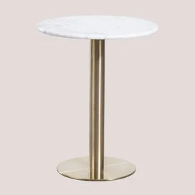 Tavolo Da Bar Rotondo In Marmo Cosmopolitan Bianco & Ø60 Cm & Oro Champagne - Sklum