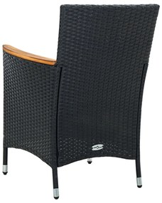 Set da Pranzo da Giardino 9 pz con Cuscini in Polyrattan Nero