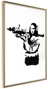 Poster  Banksy: Mona Lisa with Bazooka II  Cornice Quadri Cornice d'oro, Larghezza x Altezza Home decor 20x30