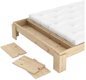 Letto matrimoniale di colore naturale in pino massiccio con rete inclusa 180x200 cm Layers – Karup Design