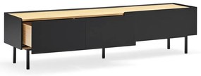 Tavolo TV in rovere nero e naturale 180x45 cm Arista - Teulat