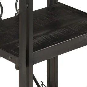 Libreria a 3 ripiani 40x30x80cm nero in legno massello di mango
