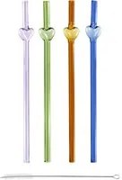 Set 4 cannucce vetro a cuore 21 cm con scovolino