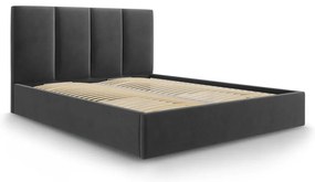 Letto matrimoniale imbottito grigio scuro con contenitore con griglia 140x200 cm Juniper - Mazzini Beds