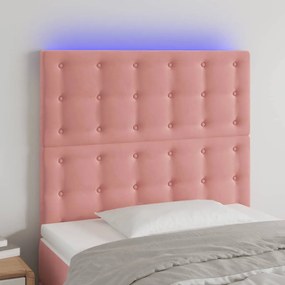 Testiera A Led Rosa 90x5x118/128 Cm İn Velluto /