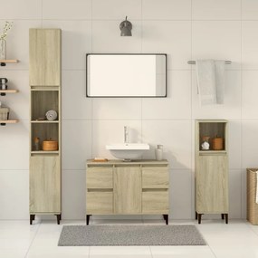 Set Mobili Da Bagno 3 Pz Rovere Sonoma İn Legno Multistrato /