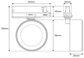 Faro LED 36W Slim per Binario Trifase Orientabile 60° Nero 3CCT Bianco Variabile Colore Bianco Variabile CCT