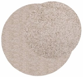 Tappeto Shaggy a Pelo Lungo Moderno Beige Ø 80 cm