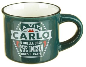 Tazzina caffè con nome Carlo in gres porcellanato