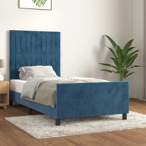 Giroletto Senza Materasso Blu Scuro 80x200 Cm İn Velluto /