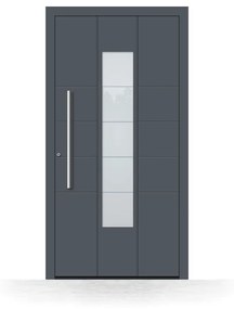 Portoncino ingresso alluminio, con vetro, grigio antracite RAL 7016, isolamento termico, Schüco, modello Trani, configura individualmente