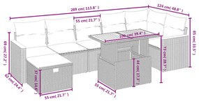 Set divani da giardino con cuscini 8 pz nero in polyrattan