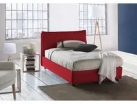 Letto piazza e mezza Claudia, Letto contenitore con rivestimento in tessuto, Made in Italy, Apertura frontale, adatto per materasso cm 120x200, Rosso