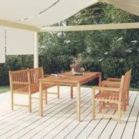 Set da Pranzo per Giardino 4 pz in Legno Massello di Teak 3157169