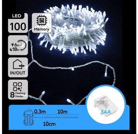 Aigostar - Catena LED natalizia da esterno 100xLED/8 funzioni 10,3m IP44 bianco freddo