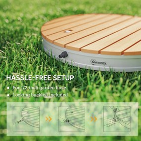Doccia da Giardino Portatile Ø70,5x7,5 cm Getti d'Acqua Regolabili fino a 4 m in Polistirene Effetto Legno...