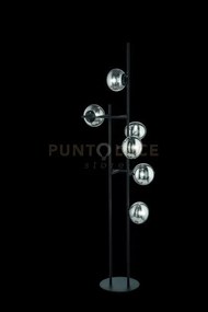 Piantana jewel nero 6 luci attacco e14 vetro fume' vetri d.15cm h.1...