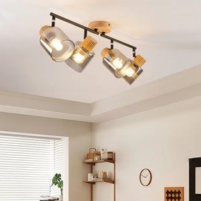 Brilagi - Faretto HYGGE 4xE14/15W/230V legno di caucciù/fumé