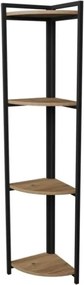 Libreria Angolare 4 Ripiani 30x30x160 Stile Industrial Uma Rovere