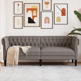 Divano Chesterfield A 3 Posti Tortora İn Tessuto /
