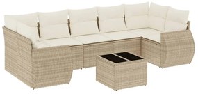 Set divano da giardino 8 pz con cuscini beige in polyrattan