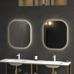 Specchio bagno led retroilluminato 70x80 cm cornice oro | KAM-S6700G - KAMALU