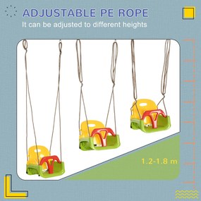 Altalena per Bambini 9-36 Mesi 42x33x120-180 cm in PP e PE con Corda...